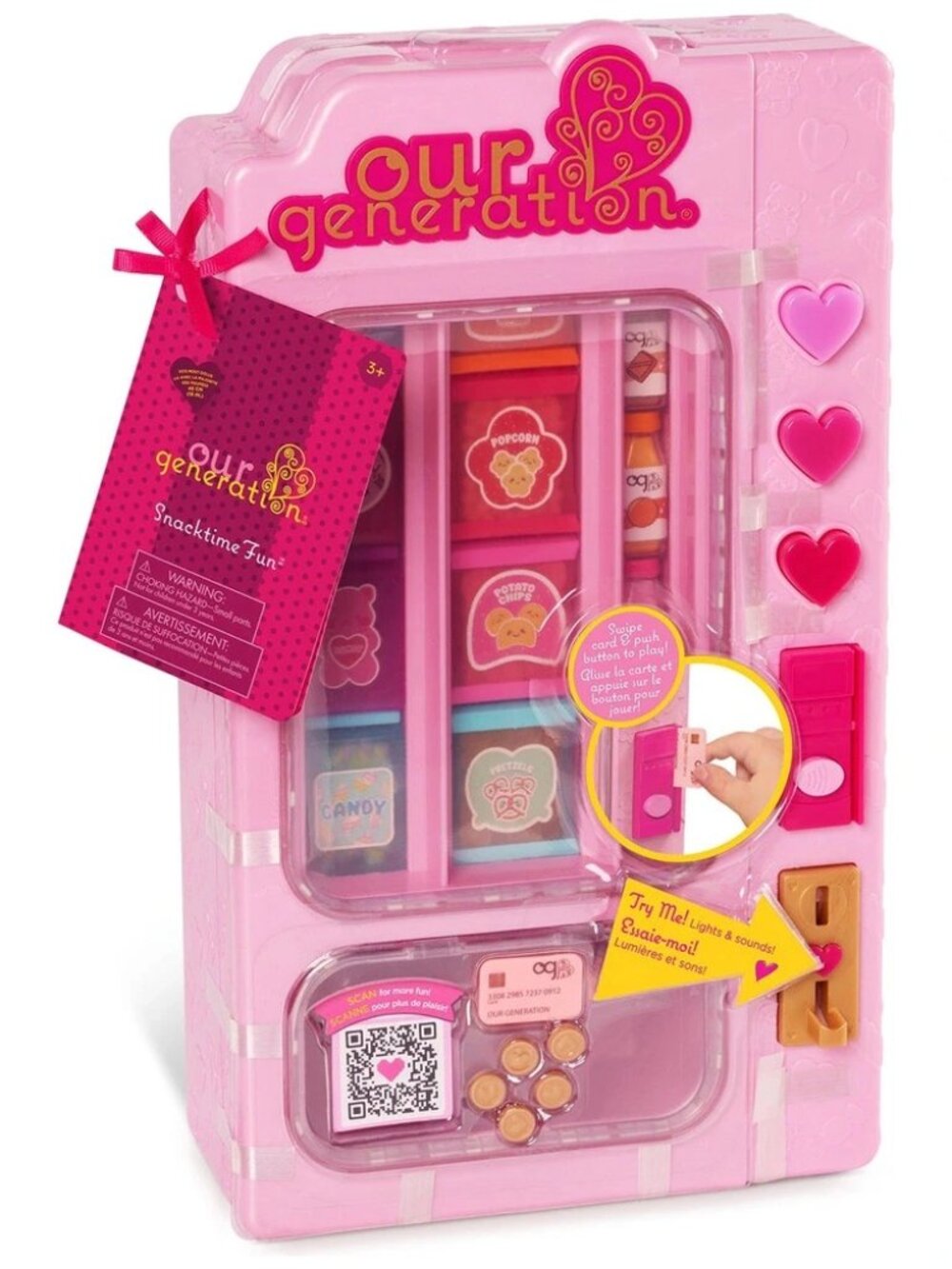 Our Generation Snacktime Fun Pink Vending Machine & Play Food Accessories Toy